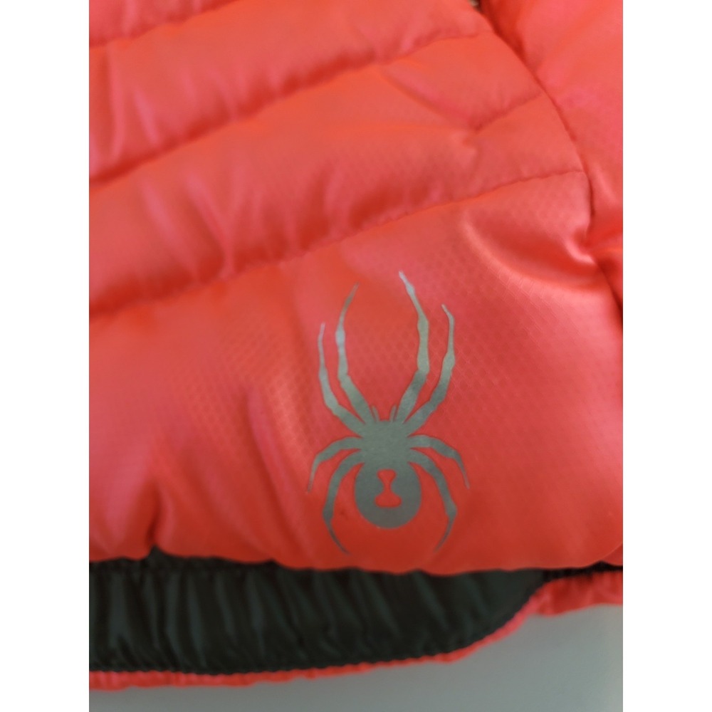 Spyder Womens Neon Highlighter Pink Hooded Down Puffer Vest Small - Picture 2 of 8